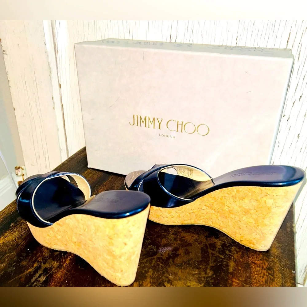 🔹🔹Jimmy Choo PERFUME‎ Metallic Denim Slip on Wedge Sandel-NWT in BOX.🔹🔹